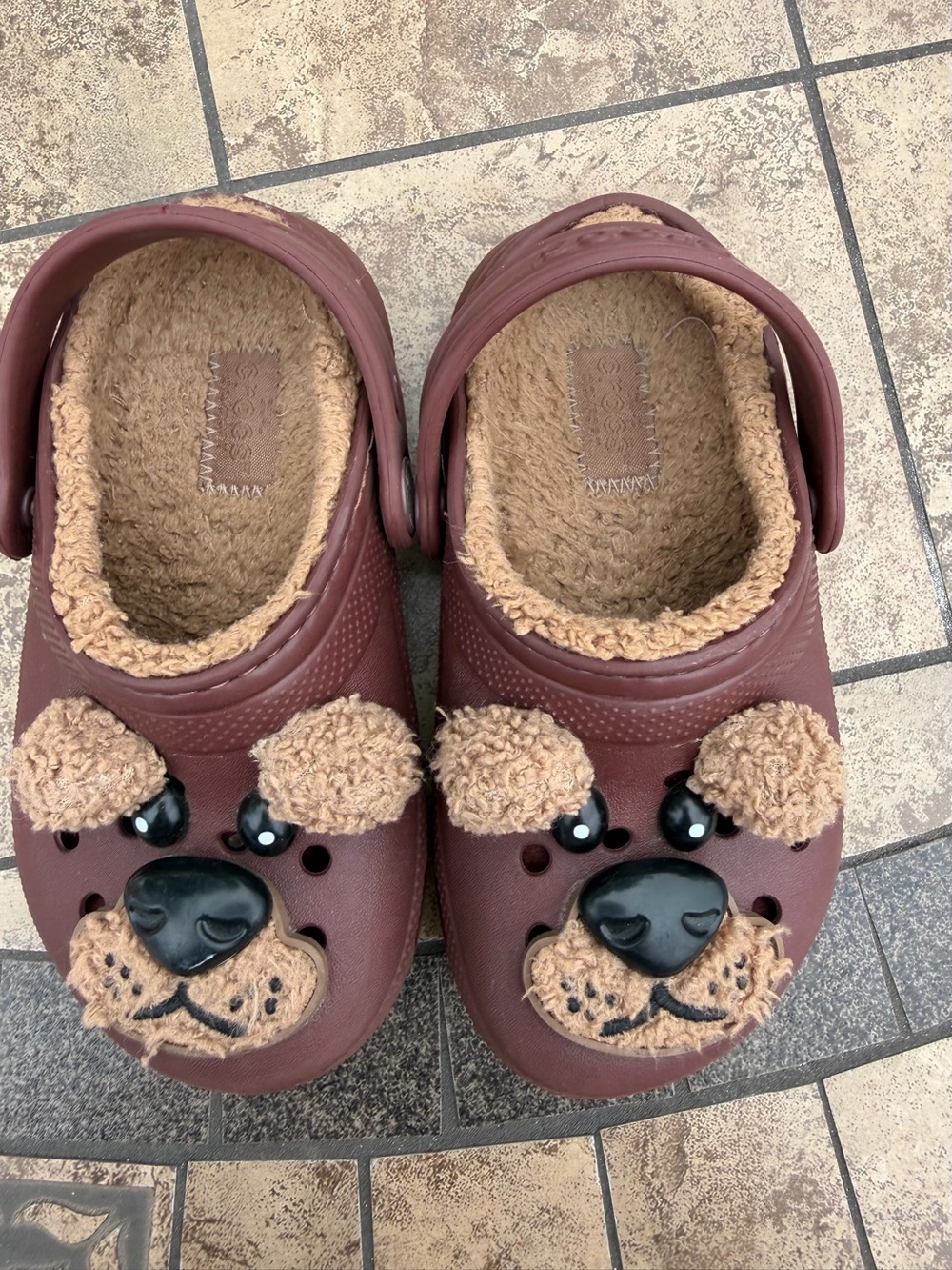 Crocs Brown Bear Clog Slip-Ons with Plush Lining